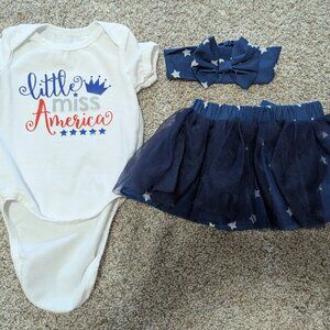 little miss america onesie with tutu and bow